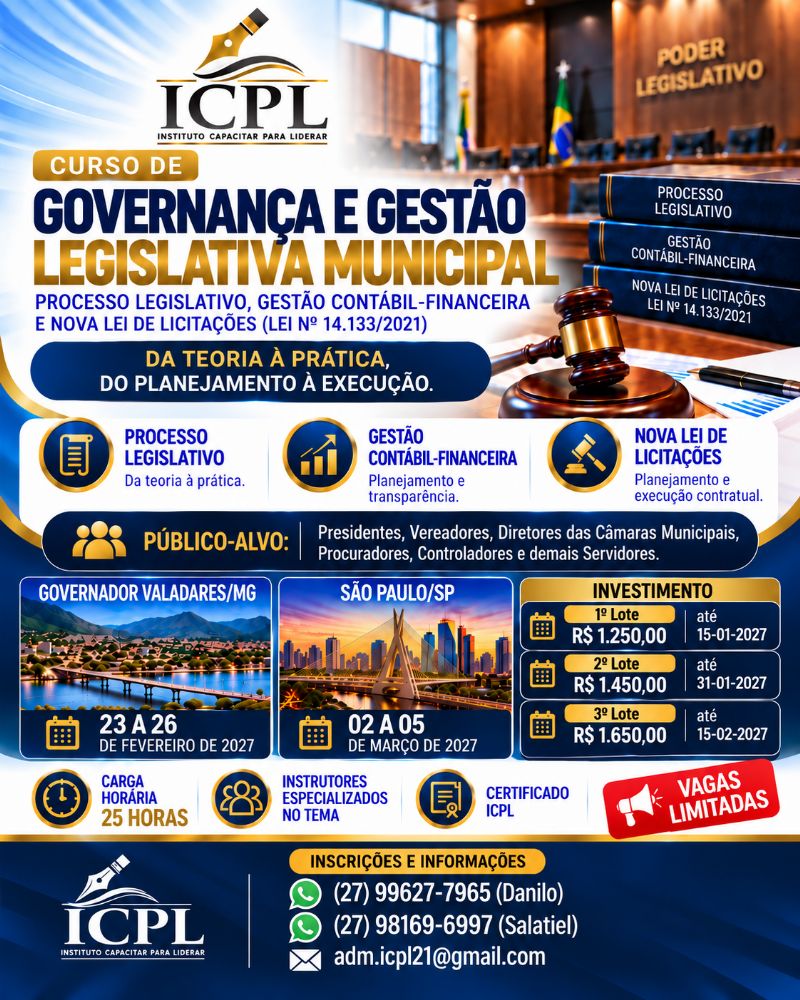 Curso de Governança e Gestão Legislativa Municipal